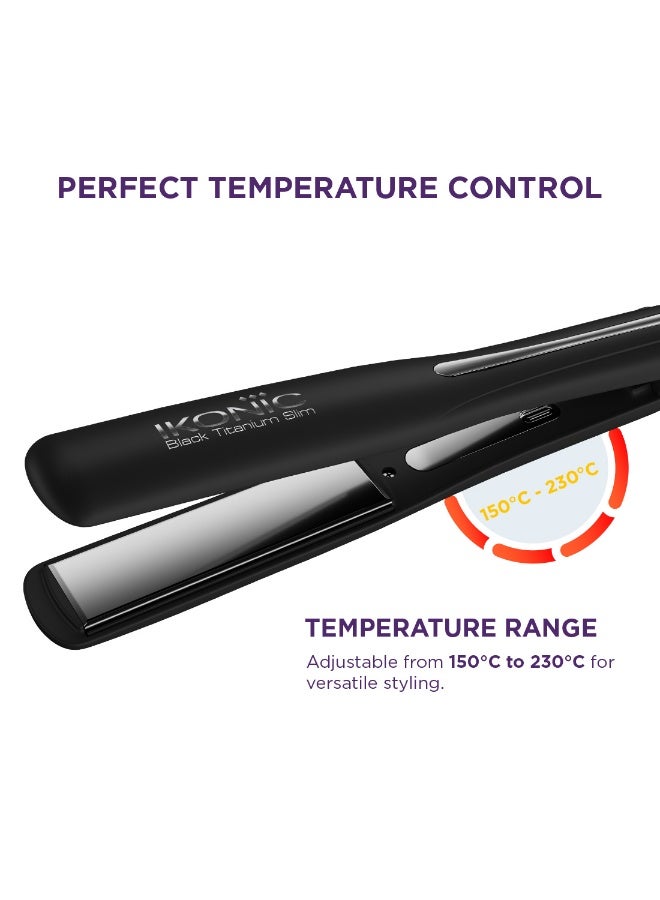 أي كونيك آيكونيك بلاك تيتانيوم سليم مكواة فرد الشعر – أسود تحكم رقمي في درجة الحرارة مع لوح تيتانيوم عائم ونحيف بعرض 1 بوصة. - Image 3